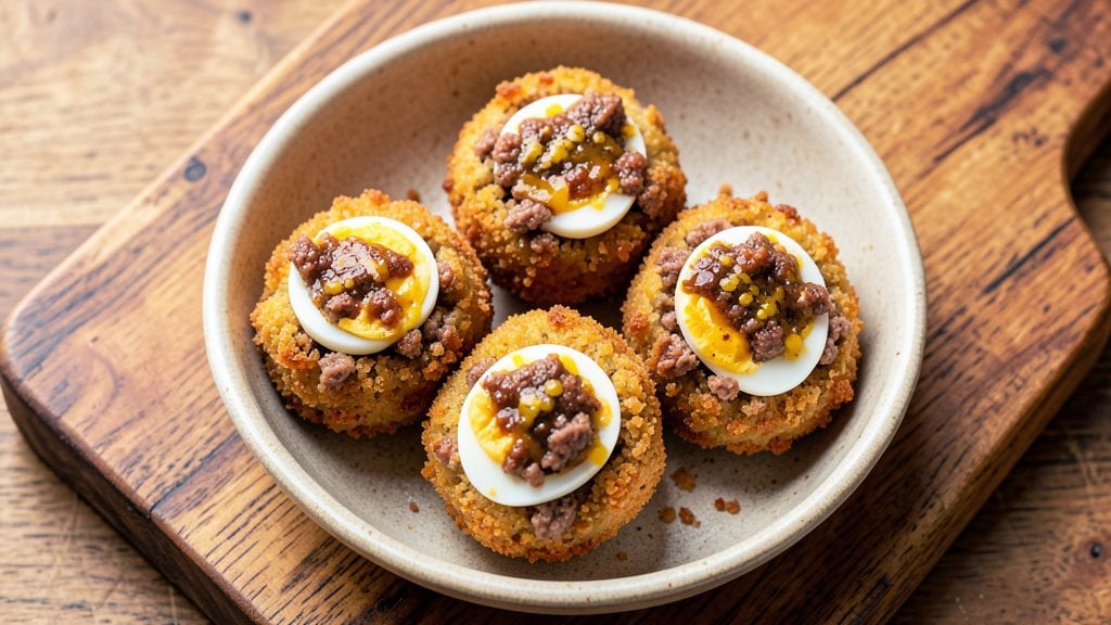 Basic Scotch Eggs Recipe: Crispy Panko Shells Hide Juicy Meat and Creamy Filling