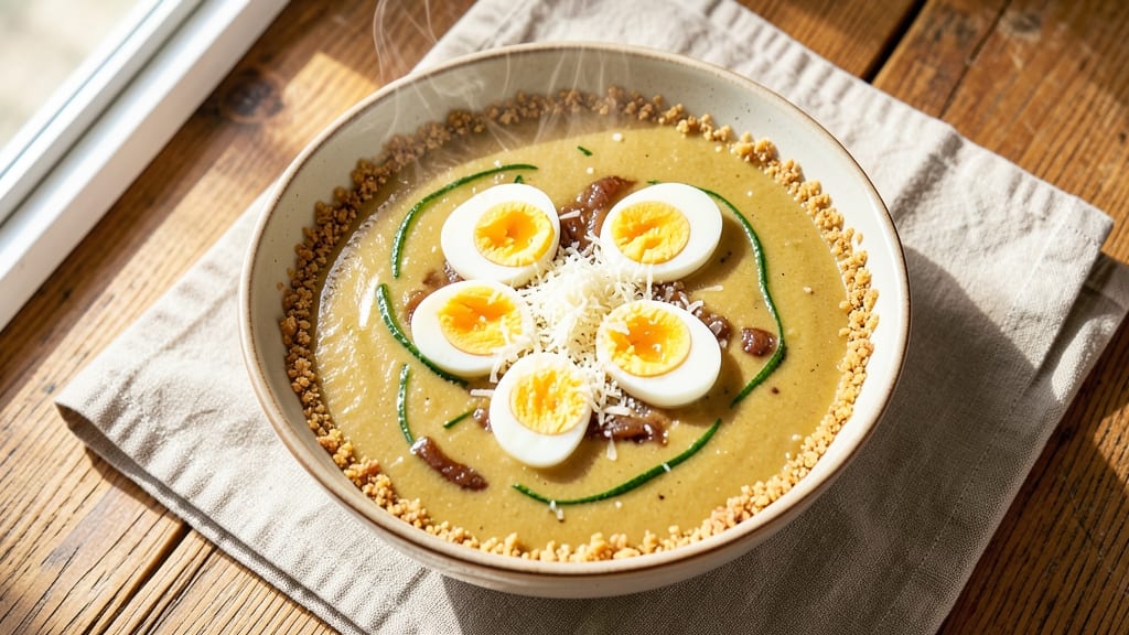 Lidia Bastianich's Zucchini Soup With Eggs and Cheese Recipe: Poached Eggs on Velvety Cream Topped With Gooey Melts