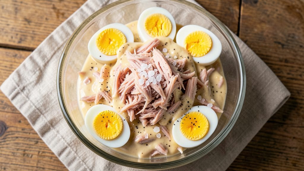 Old Fashioned Tuna Salad Recipe With Egg: Crunchy Yolk and Vinegar-Bright Bites