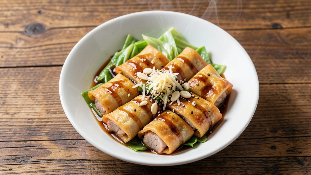 Traditional Chinese Egg Rolls Recipe: Crispy Wonton Wraps Stuffed With Pork and Cabbage